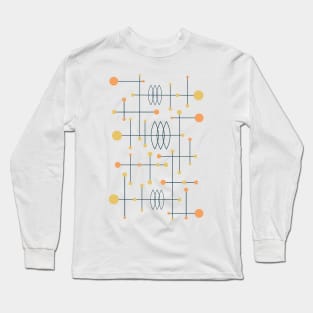 Mid Century Atomic Design Orange, Yellow Long Sleeve T-Shirt